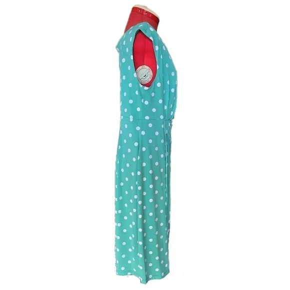 DressBarn, Size 14, Green Polka Dot Wrap Waist Dress - Picture 6 of 10